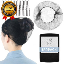 150Pcs Hair Net Black 24 In Invisible Elastic Mesh Bun Set Hair Pins FROM USA