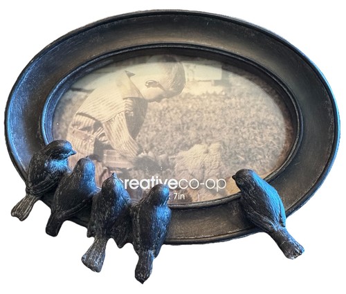 Creative Co-Op Vintage Look Oval Antik Bronze 5x7 Rahmen Herd von 3D Vögeln
