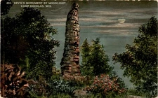 Devil's Monument, Camp Douglas, Wis, E. A. Bishop, Racine, Wis Postcard