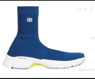 Balenciaga Sneakers SPEED 3.0 R Knit Sole Tricolor Fluo Navy White Grey Women 38