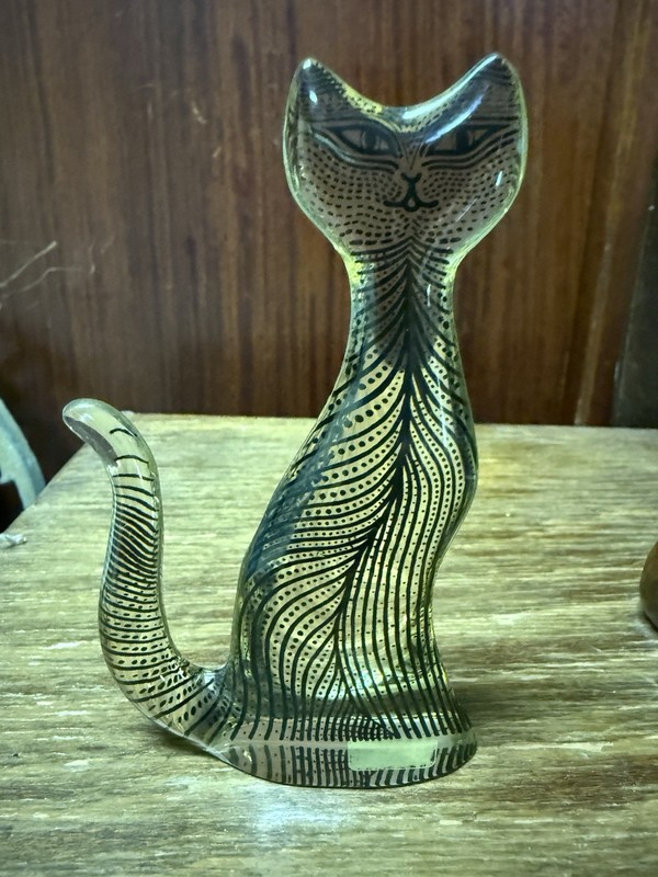 Rare Brazilian MCM Abraham Palatnik Lucite Cat Raised Tail 4 ”