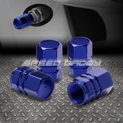 4-Pack Blue Aluminum Tire Valve Stem Caps – Universal Dust Covers For Wheels/Rims