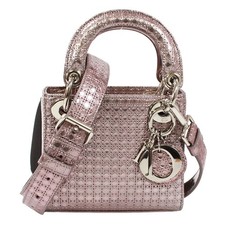 Dior Micro Cannage Mini LADY DIOR Shoulder Bag Patent leather pink Women