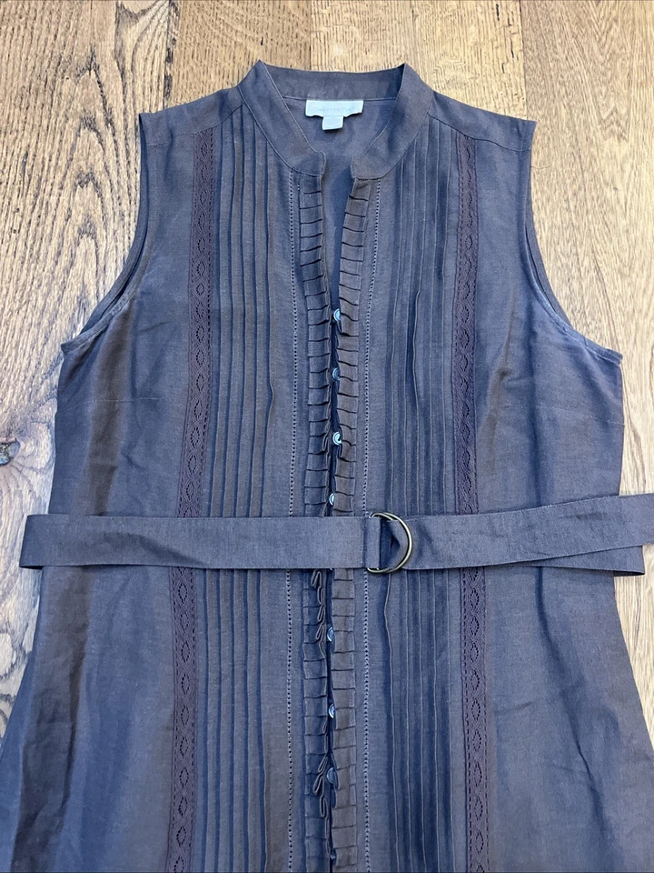Charter Club Linen Dress Button Up Belted Brown, Women's Size 8 - Image 3 of 4