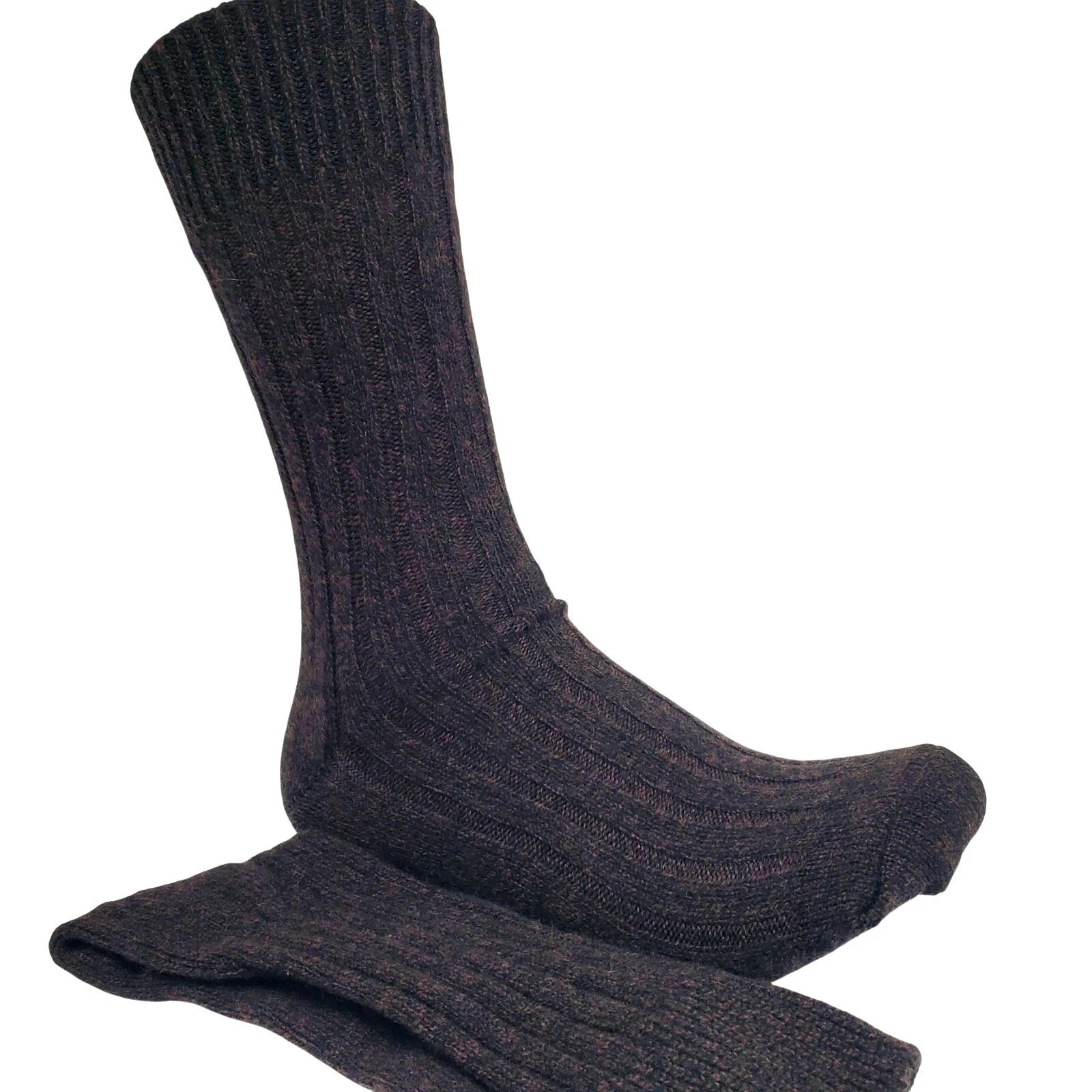 Brown Marl Cashmere Crew Socks Mens Large Garnet Hill Warm Ribbed Pattern Dress
