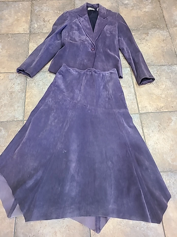 I.E. Blazer размер M... Юбка размер 10...100% замши кожи, баклажан, женщин - Изображение 2 из 4