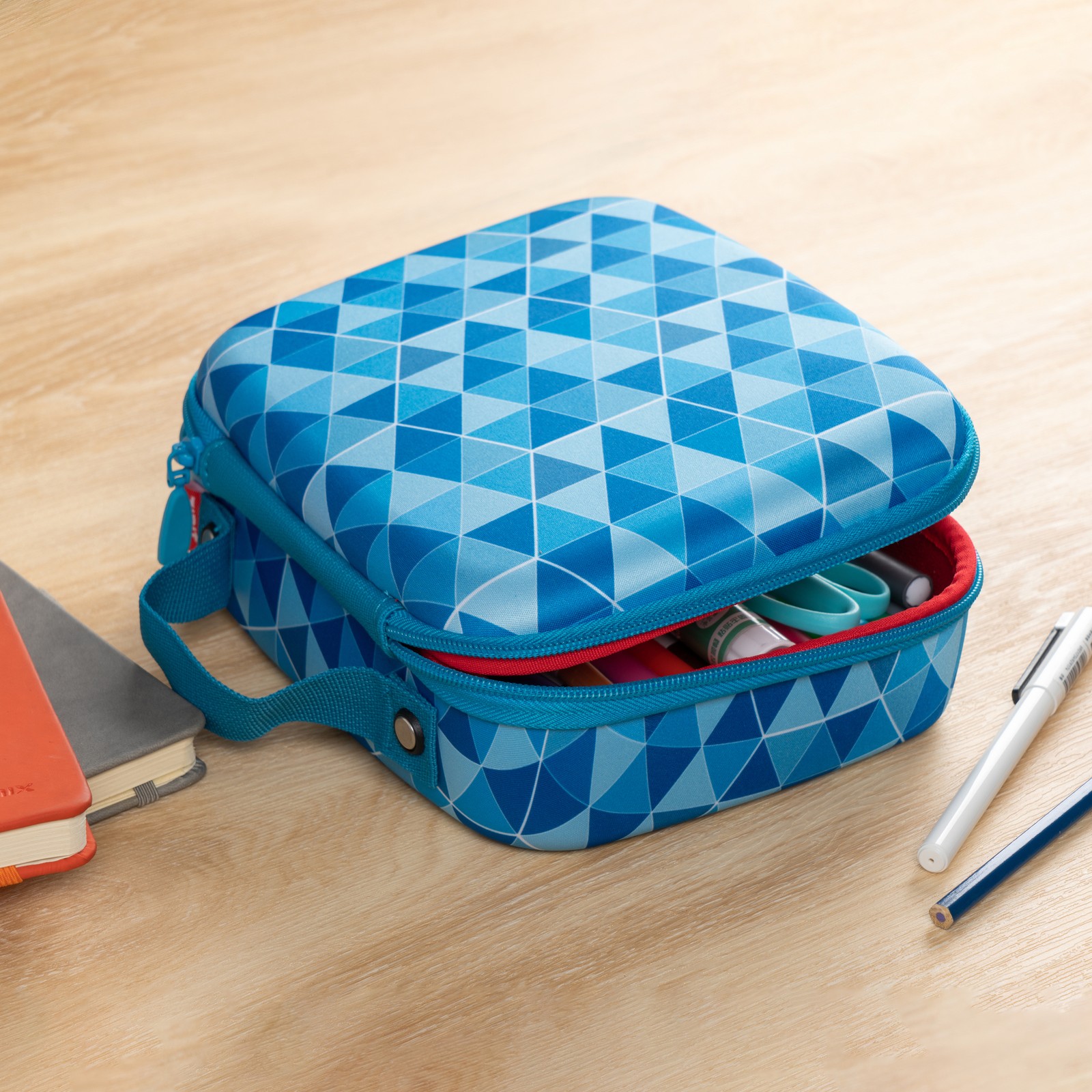 Triangular Pen Box ZIPIT Jumbo Pencil Case, Cute Large Capacity Pencil Box Organizer, Blue ...