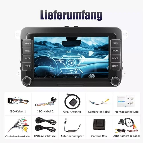 Per VW Golf 5 6 Plus Touran Caddy Jetta autoradio Android 14 Apple Carplay NAVI - Foto 20 di 22