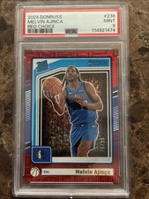 2024-25 Donruss Melvin Ajinca RC Red Choice 76/99 Dallas Mavericks PSA 9