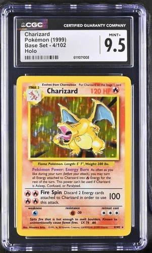 1999 Pokemon Base Set Charizard 4/102 Holo CGC 9.5 MINT+