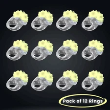 12 PACK Light-Up Jelly Bumpy Rings Flashing LED Bubble Rave Party Yellow Color