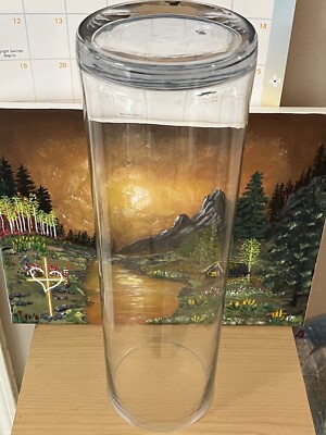 ONE Glass Cylinder Vase 16”x4.5” Straight Clear Centerpiece Tall