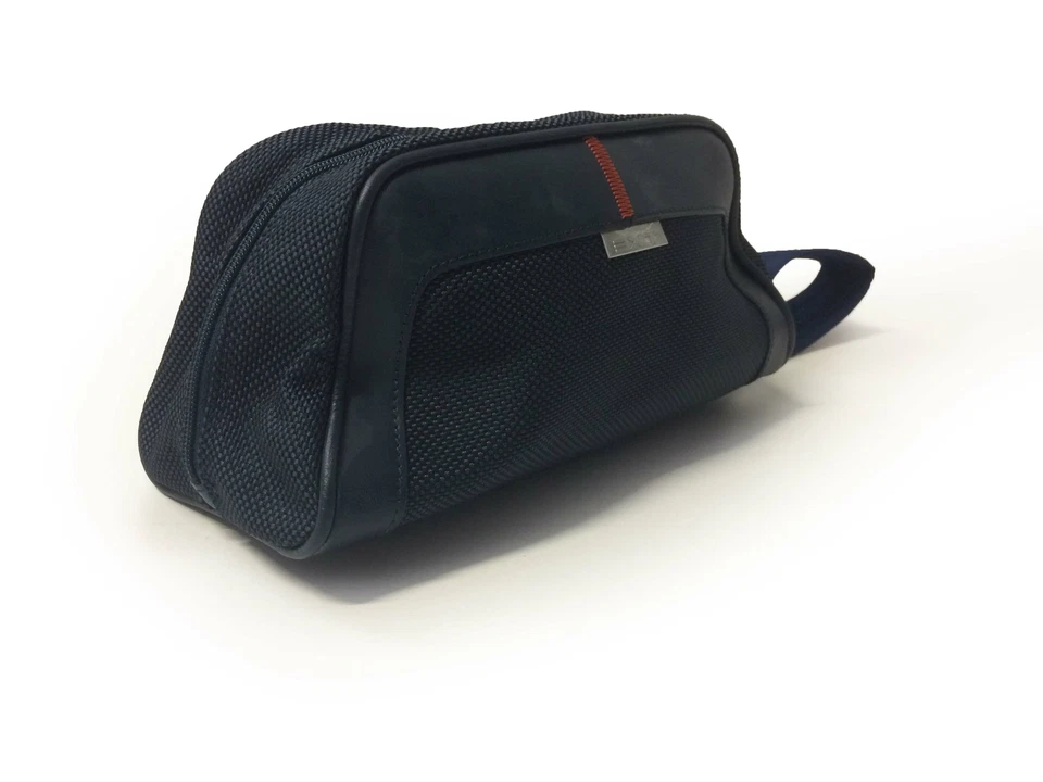 BEAUTY CASE POCHETTE BORSETTA NAZARENO GABRIELLI EXT PELLE TESSUTO BLU - - Immagine 3 di 4