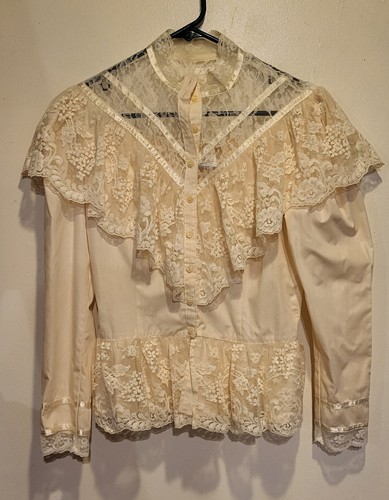 Gunne Sax Jessica Mcclintock Blouse Size 9 Western Glam Cottagecore 80s Vintage - 第 1/7 張圖片