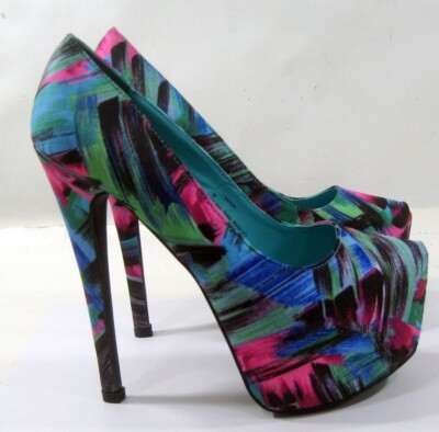 Green/Multi 6.5''Stiletto High Heel 2.5''Platform  Shoes WOMEN Size  10