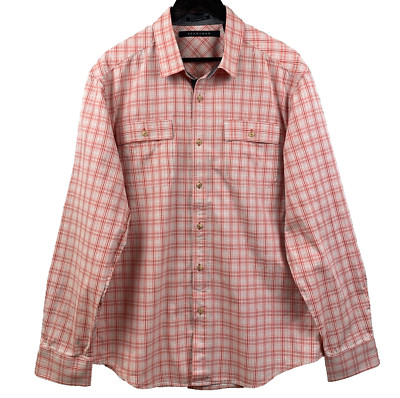 SEAN JOHN Button Shirt Mens Size Extra Extra Large Tailored Fit Red Plaid Preppy