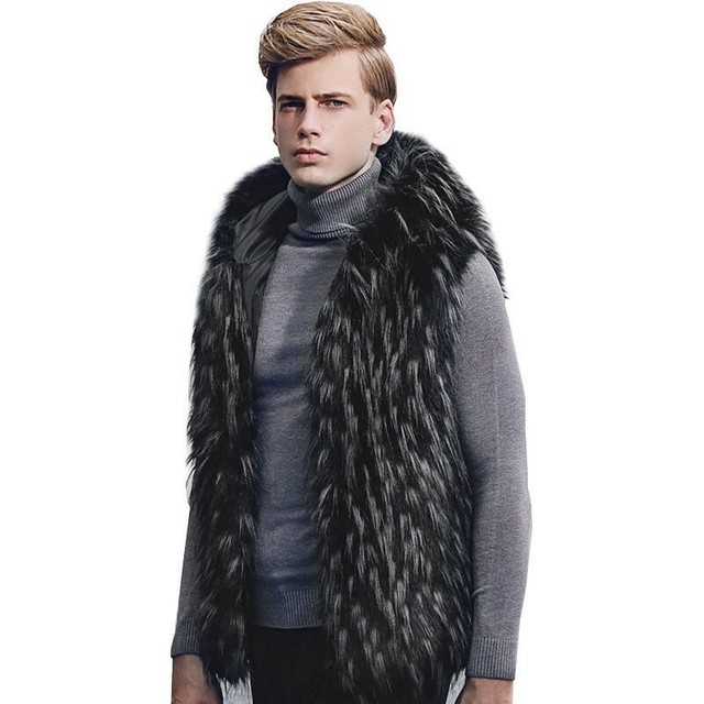 Men's Faux Mink fur Sleeveless Jacket Vest Waistcoat Outwear Winter