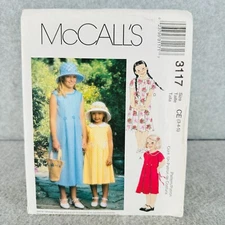 McCalls 3117 Pleated Dress Below Knee Length Girl Childs Size 3 5 Sewing Pattern