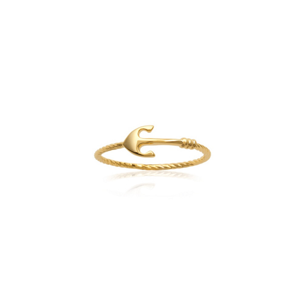 Bague ancre en plaqué or 18 carats taille 60 avec poinçon d'authenticité pour homme élégant