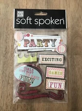Me & My Big Ideas Soft Spoken Embellishments Party Stickers Scrapbook