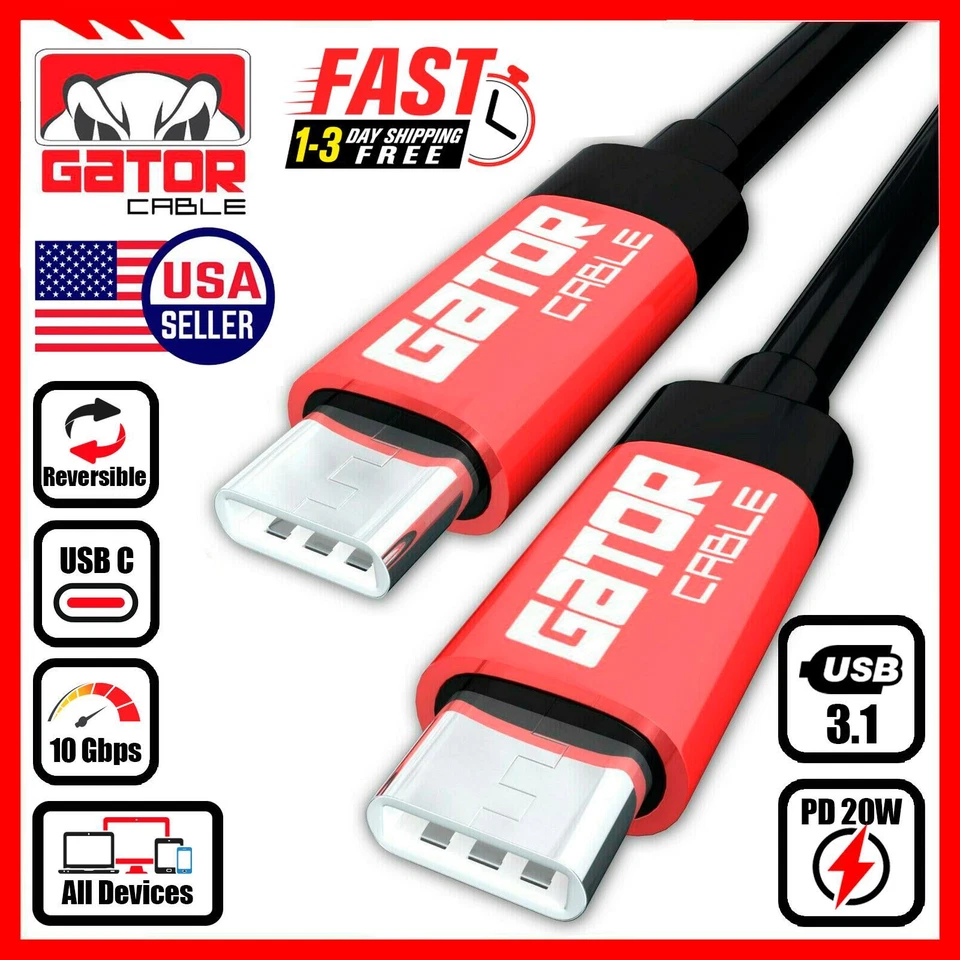 USB-C to USB-C 3.1 Charger Data Cable Rapid Fast Charge Type C PD 20W 5A Power - Image 4 of 4