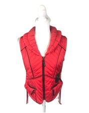 Women's Nwt Montanaco Red Zip Front Collared Sleeveless Puffer Vest Size S 
