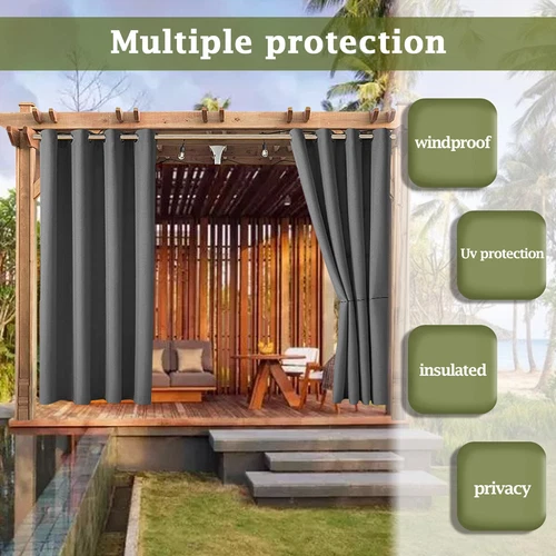 1/2 Stück Wasserdicht Outdoor Terrasse Vorhänge 52" Breit Sichtschutz Verdunkelung Pergola Schatten - Bild 26 von 124