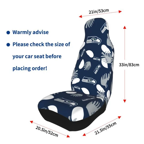 2pcs Seattle Seahawks Elastic Car Seat Covers Car Front Rear Protectors Decor