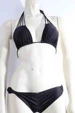 Luli Fama Black Bikini Multi Straps Ties 2 Piece Swimsuit Size S