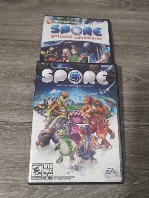 Spore PC Game Lot Of 2 (Windows/Mac, 2008) EA Maxis With Galactic Adventures 