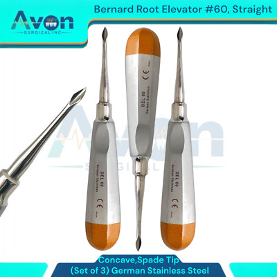 Bernard Dental Root Tooth Elevator Pick No. 60, Straight, Spade Tip | Pack of 3
