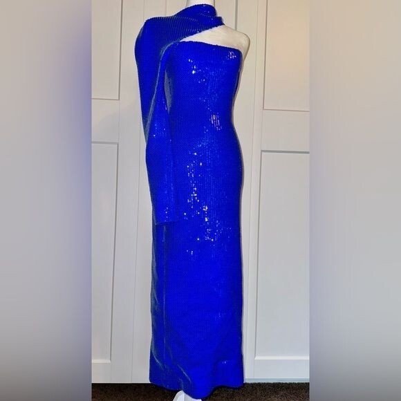 DAVID KOMA Sequin Asymmetric-Neck Midi-Dress | eBay