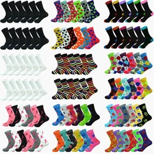 12 Pairs Lot For Women Girl Cotton Casual Assorted Design Crew Socks Size 9-11