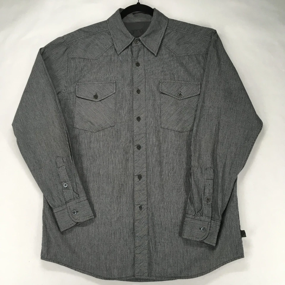 MODERN CULTURE Men's Shirt Large Striped Gray Graphic Honour Liberty Integrity - Image 2 of 4