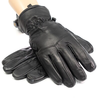 Men's Genuine Leather Winter Gloves, Black, Soft Insulate Lining, Warm & Stylish