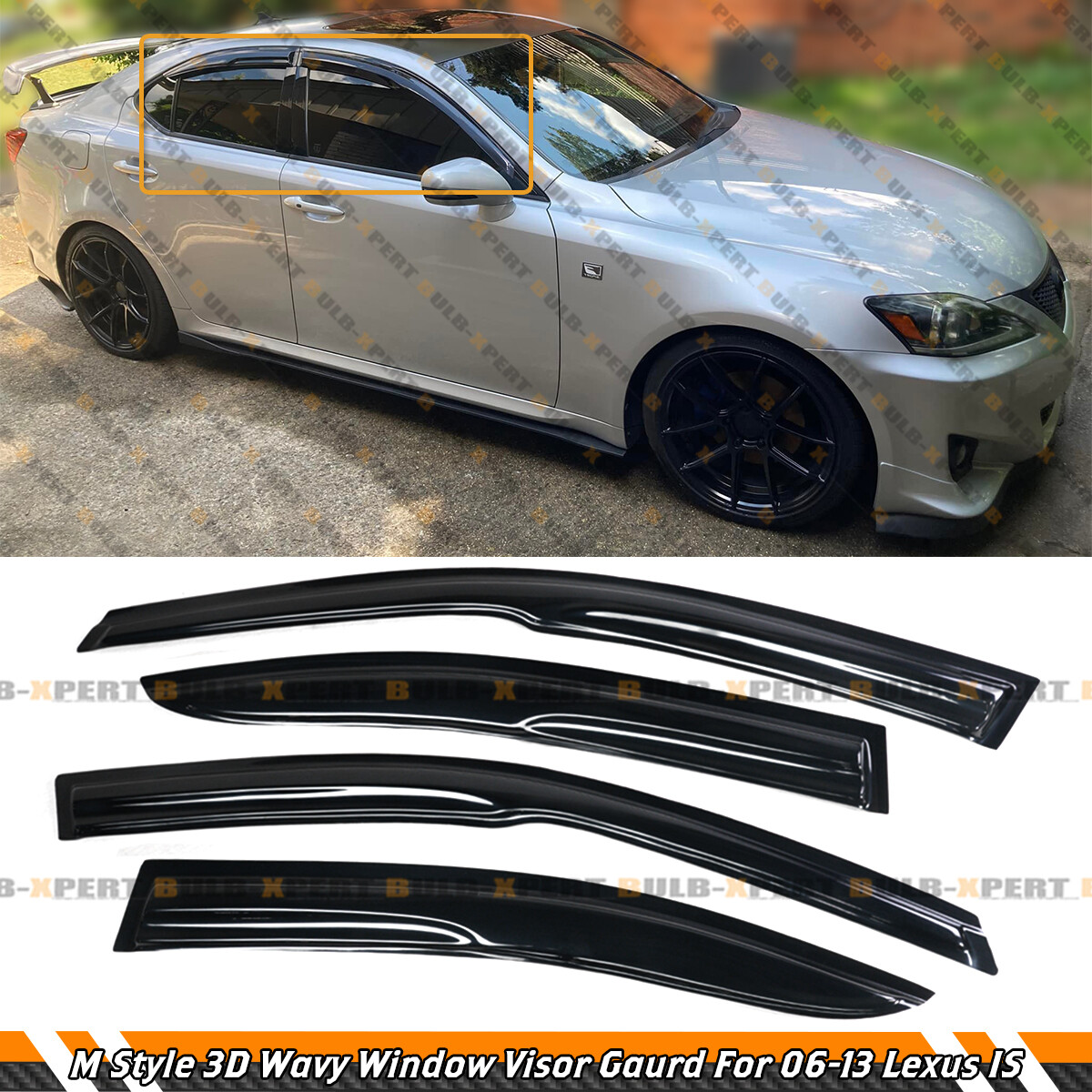 JDM MUG 3D WAVY WINDOW VISOR RAIN GUARD DEFLECTOR FOR 2006-13 LEXUS ...
