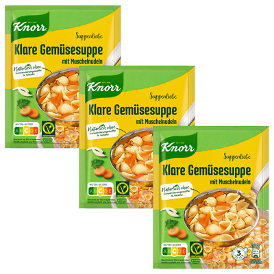 KNORR instant soup: Clear VEGETABLE broth w/noodles 3pc/9 servings FREE SHIP