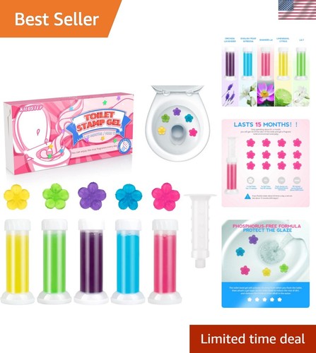 Toilet Gel, 60 Count 5 Kinds Of Scent Toilet Cleaner Bowl Gel Stamp Kit Air F...