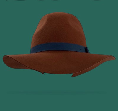 BRIXTON WOOL FELT WIDE BRIM HAT BURNT ORANGE WOOL WINTER HAT WITH TEAL RIBBON BRIXTON Wool Felt Wide Brim Fedora Hat Burnt Orange Winter  main image 3