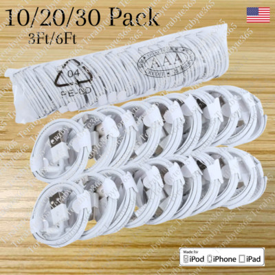 Bulk Lot For Apple iPhone 14 13 12 11 8 6 XR XS USB Cable Charger Charging Cord