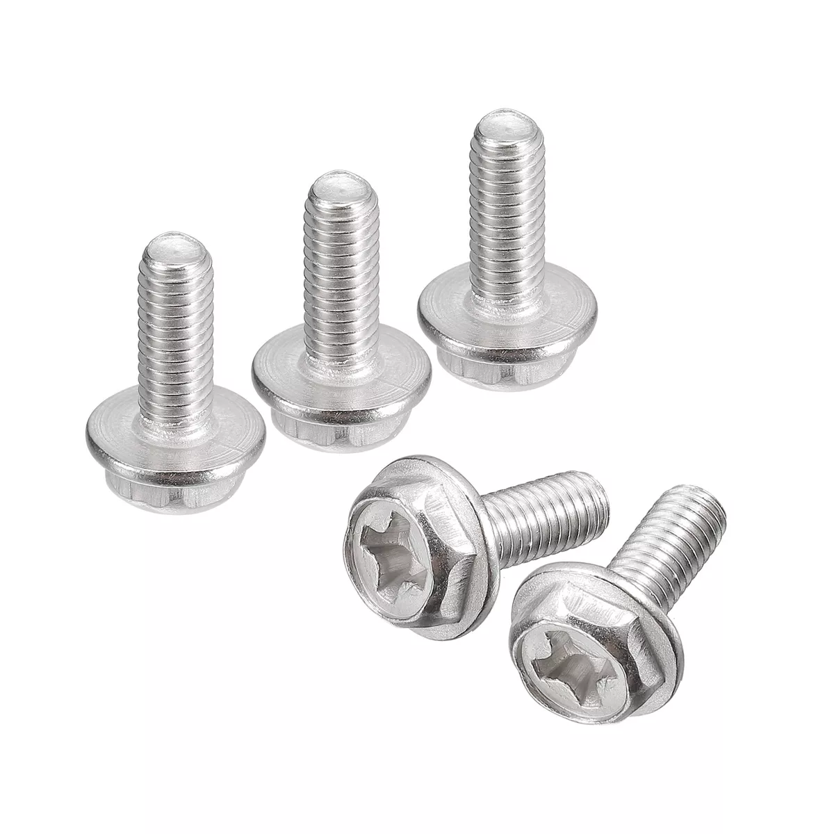 M3x8mm Phillips Hex Head Flange Bolts 30pcs 304 Stainless Steel Screws