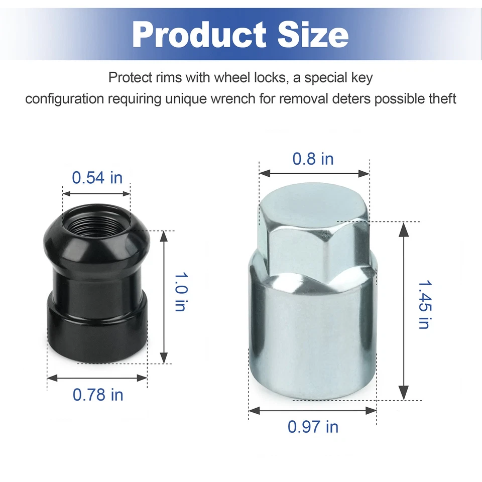 Juego de cerraduras de rueda aleación negra cromada para Honda CR-V 2017-2022 Accord 2018-2020 Foto 3 de 4