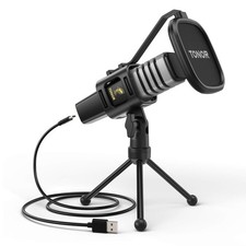 USB Microphone for PC, Cardioid Condenser Computer Mic with Tripod Stand, Pop...