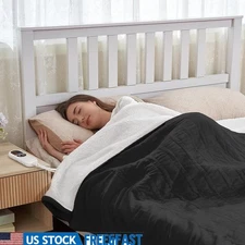 Electric Heated Blanket Soft Flannel Sherpa 6 Heat Settings Safe Comfort New