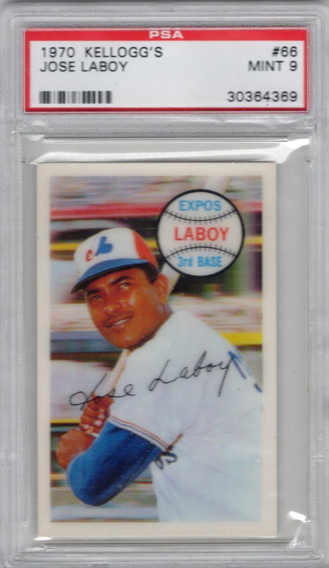 1970 Kellogg's Set-Break # 66 Jose Laboy PSA 9 MINT EXPOS