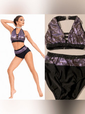 Glamour Adult Medium Purple Metallic Jazz Costume Solo Competition Dance Costume