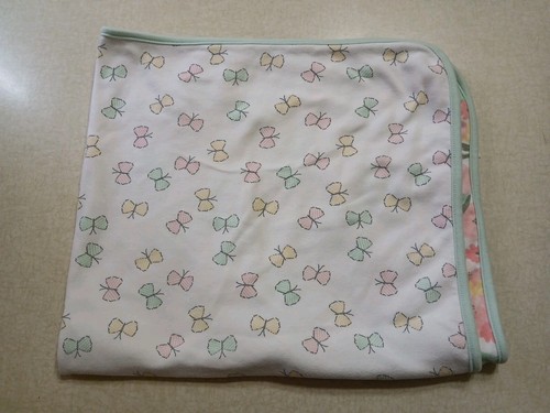 First Impressions Cotton Baby Blanket Pink Green Flowers Butterfly - Picture 2 of 4