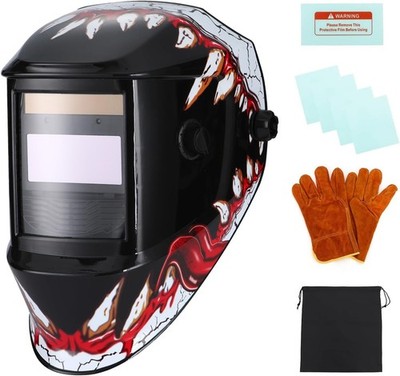 4/9-13 Wide Shade Solar Battery Powered Large View Auto Darkening Welder Mask