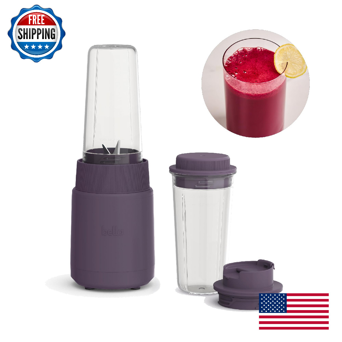 bella 6-Pc Rocket Blender, Juicer & Smoothie Maker - Press &