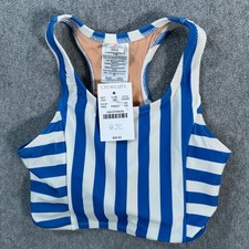 Crewcuts J.Crew Racerback Stripe Bikini Top Swimsuit Girls 4-5 CA520 New Blue